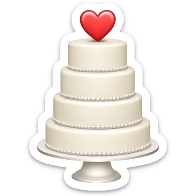 white wedding cake with two tiers and hearts and sparkle effect sticker