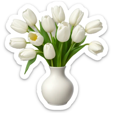 White tulips in a pretty vase sticker