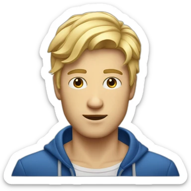 homme cheveux blond aux yeux bleus foncés sticker