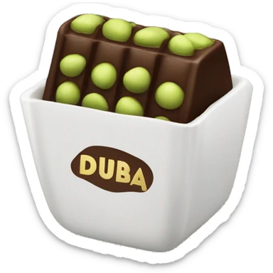A bar of Dubai chocolate filled with Green pistachio cream sticker