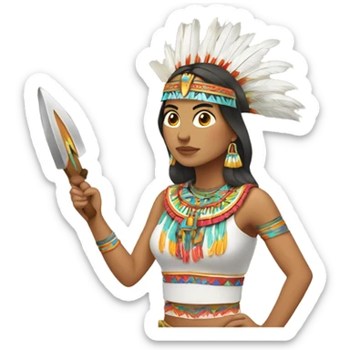 Azteca blanca mujer con penacho sticker
