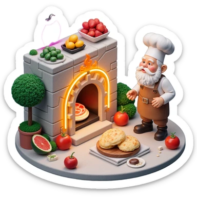 A transcendent baker manipulating timelines and alternate realities to bake. Ingredients phase in from other dimensions, and the oven warps space itself. UI is fragmented, shifting, and surreal—portals, time loops, and morphing recipe glyphs. sticker