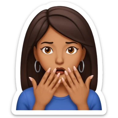 Nervous Latina woman biting fingernails  sticker