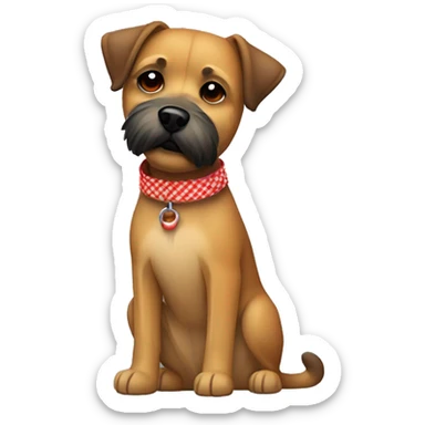 Border terrier with red checked collar sticker