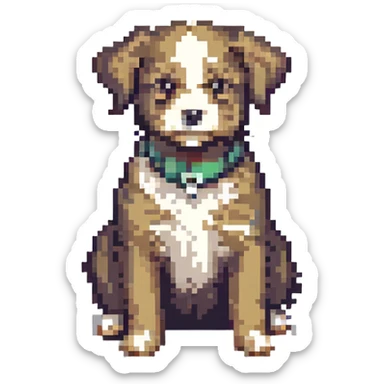 Toto the dog from Wizard of Oz, highly pixelated, sitting sideways sticker