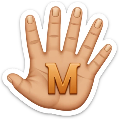 Create downwards facing hand gesture fingers shaped in letter M sticker