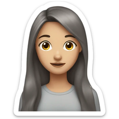 Girl with long brown hair and two Grey bannies sticker