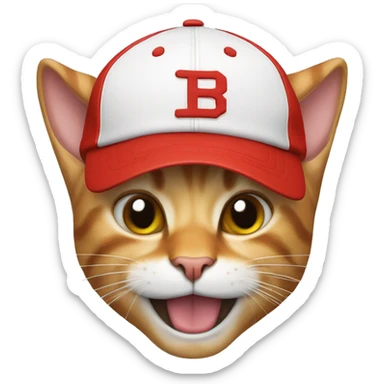 cat with buck teeth and a red sports cap sticker