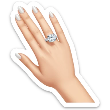 LEFT hand with diamond ring on ring finger (second finger from the pinkie) sticker