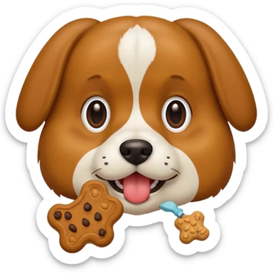 dog eating dog treat sticker