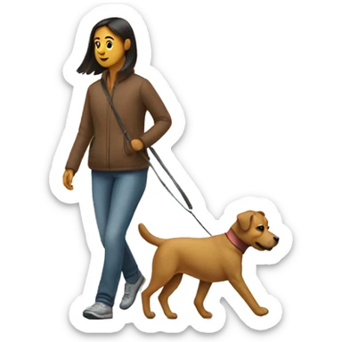 Dog walking a person  sticker
