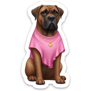 brindle bull mastiff with pink dress sticker
