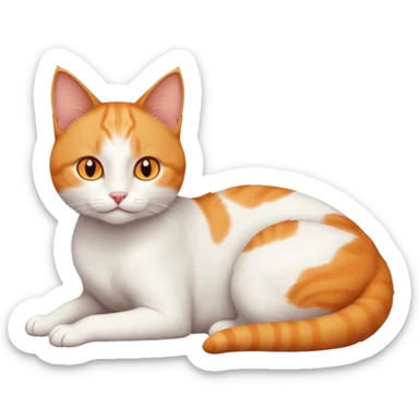 full body tiny short hair ginger and white cat with orange eyes lying down sticker