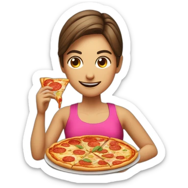 Italiana comiendo pizza en la prensa de piernas en el gimnasio sticker