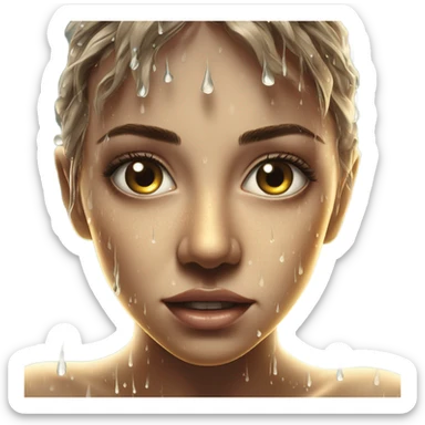 Face drenched in water sticker