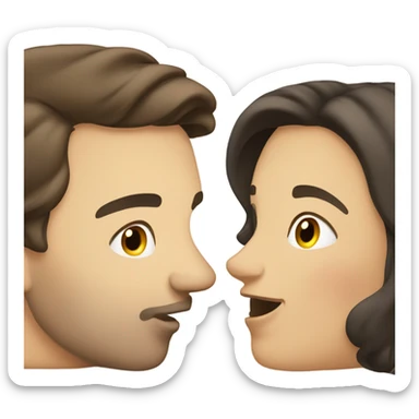 two  brunette heterosexual caucasians kissing  sticker