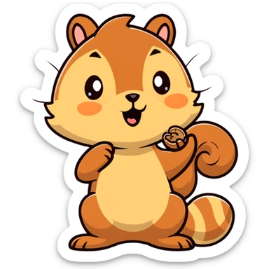 Cute hungry squirrel drooling, looking at nuts, with hungry expression sticker