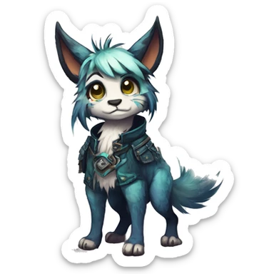 Cool cute Kawaii edgy fantasy shiny animal  fursona Fionbri vernid by griffsnuff & LiLaiRa & Falvie full body sticker