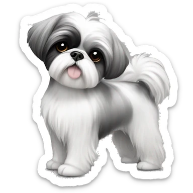 ballerina shihtzu white and black and grey sticker