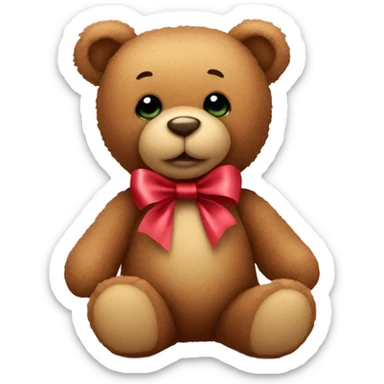 teddy bear with a ribbon sticker