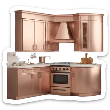Realistic rose gold corner kitchen with cabinets.  sticker