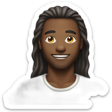 Black man happy long hair faded lightly on the sides sticker