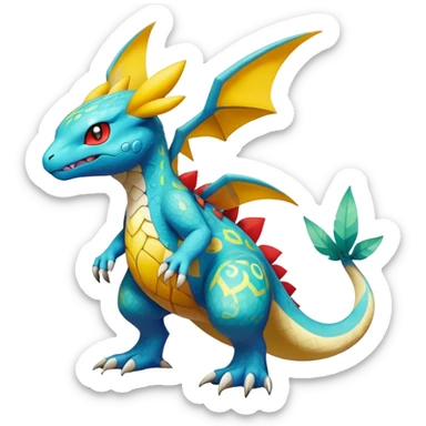 cool exotic fantasy-creature-Fakémon-Pokémon, full body, with random markings  sticker