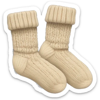 Two beige knitted cozy socks sticker