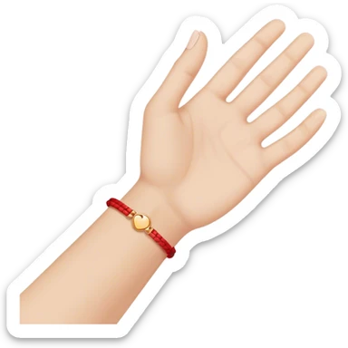One hand with red bracelet thread  sticker