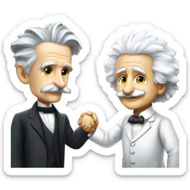 nikola tesla and albert einstein shaking hands sticker