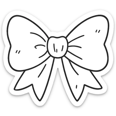 cute pink bow tie hand drawn outline style, black and white, no color sticker