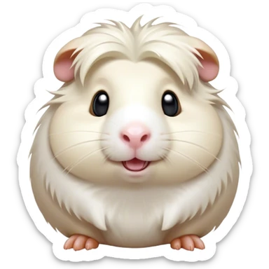 Cinematic Comical White Guinea Pig Portrait Emoji, Head tilted dramatically with an exaggeratedly amused expression, featuring a glossy, pristine white fur with an adorably scrunched face, wide, expressive dark eyes filled with playful disbelief, Simplified yet hilariously expressive features, highly detailed, glowing with a slightly sassy glow, high shine, dramatic yet playful, stylized with an air of cheeky mischief, bright and endearing, soft glowing outline, capturing the essence of a spirited and over-the-top guinea pig, so meme-worthy it feels like it could side-eye its way into internet fame instantly! sticker