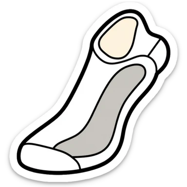 white sock cut open showing the inside insole texture from bottom view sticker