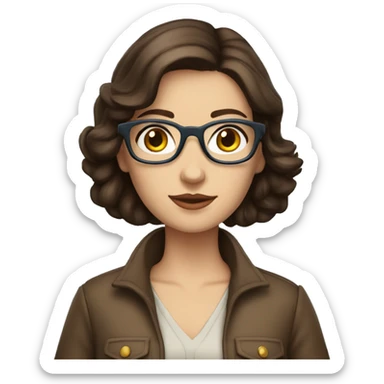 brunette librarian with blue eyes as an adventurer and camper sticker