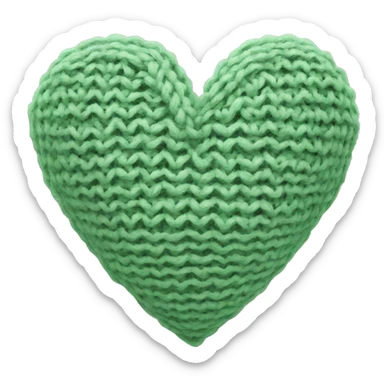 Sage green knitted heart emoji sticker