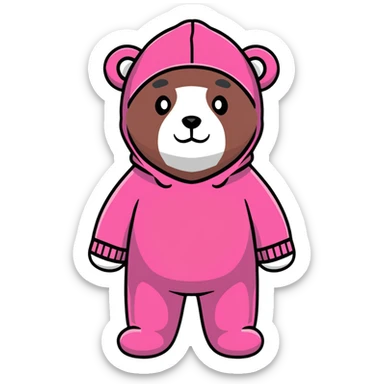 bear wearing a pink balaclava, cartoon sticker sticker