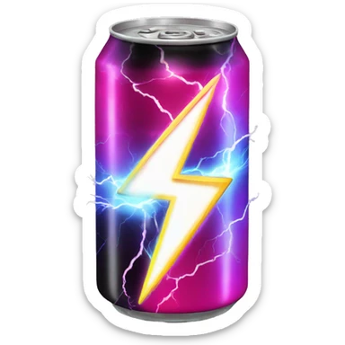 Create an emoji of a glowing energy drink can with a lightning bolt, use colors: red, black, white sticker