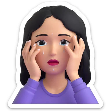 sad woman with tears streaming down her face sticker