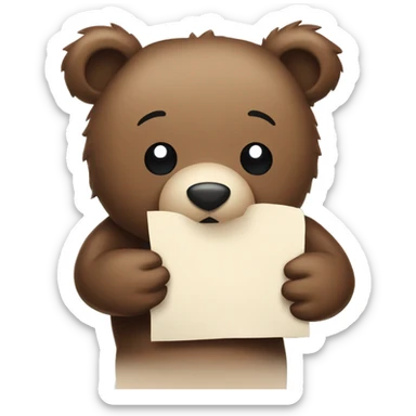 Bear holding a paper where is written I miss you too sticker
