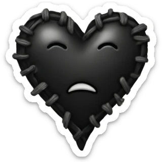 black heart with stitches on it sticker