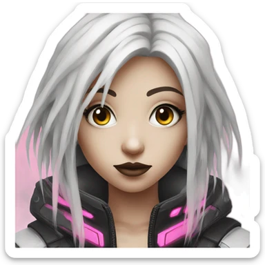white cyberpunk girl with pink eyes sticker