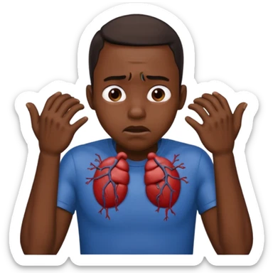 make a photo of a black man who is choking himself with his hangs sticker