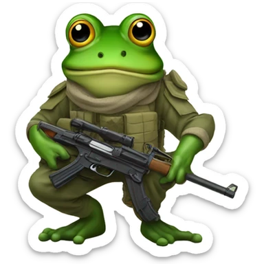 soldier frog with a gun sticker