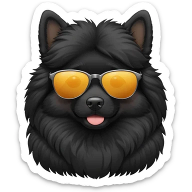 black fluffy dog wearing sunglasses sticker