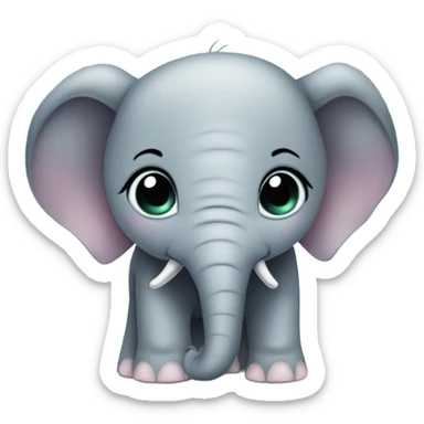 Cute Baby elephant with eyelashes sticker