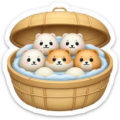 bao in bamboo steamer sticker