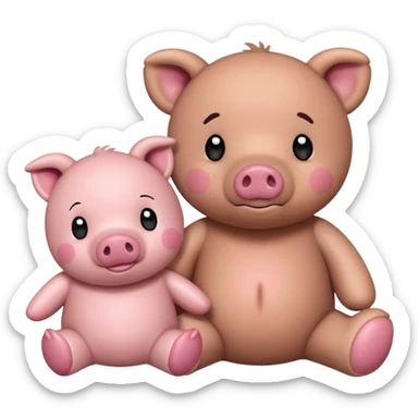 teddy bear and a little pig sticker