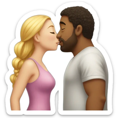 A tall fat boy kissing a short beautiful girl sticker