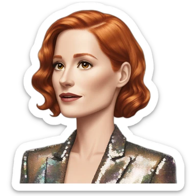 Audrey fleurot smooth long hair multicolored sequined suit sticker