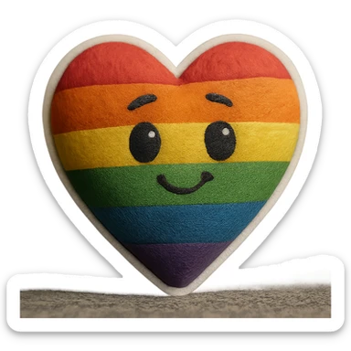 rainbow pride heart with subtle highlight, plush portrait style, retro sticker style combined, no text sticker